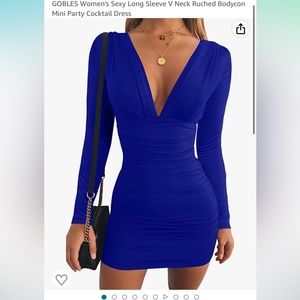 Blue long sleeve body-con dress - Amazon size M